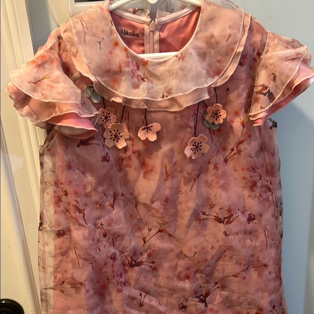 Pink Nikolia girls Floral Kids Top size 8-9